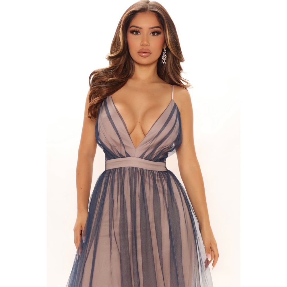 Fairytale Pink and Navy Formal Gown Dress